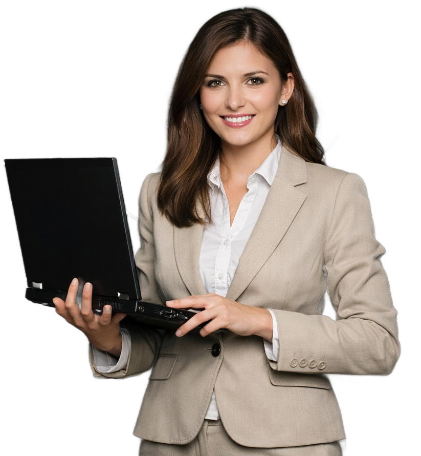 A woman holding a laptop