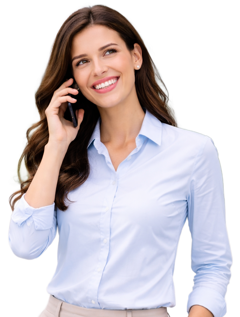 A woman talking on a smartphone